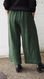 Balfour Culottes from Rogue Linen Sustainable Fashion - Monstera Green Stitched