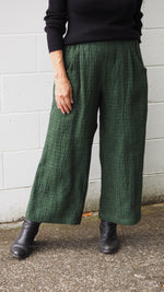 Balfour Culottes from Rogue Linen Sustainable Fashion - Monstera Green Stitched