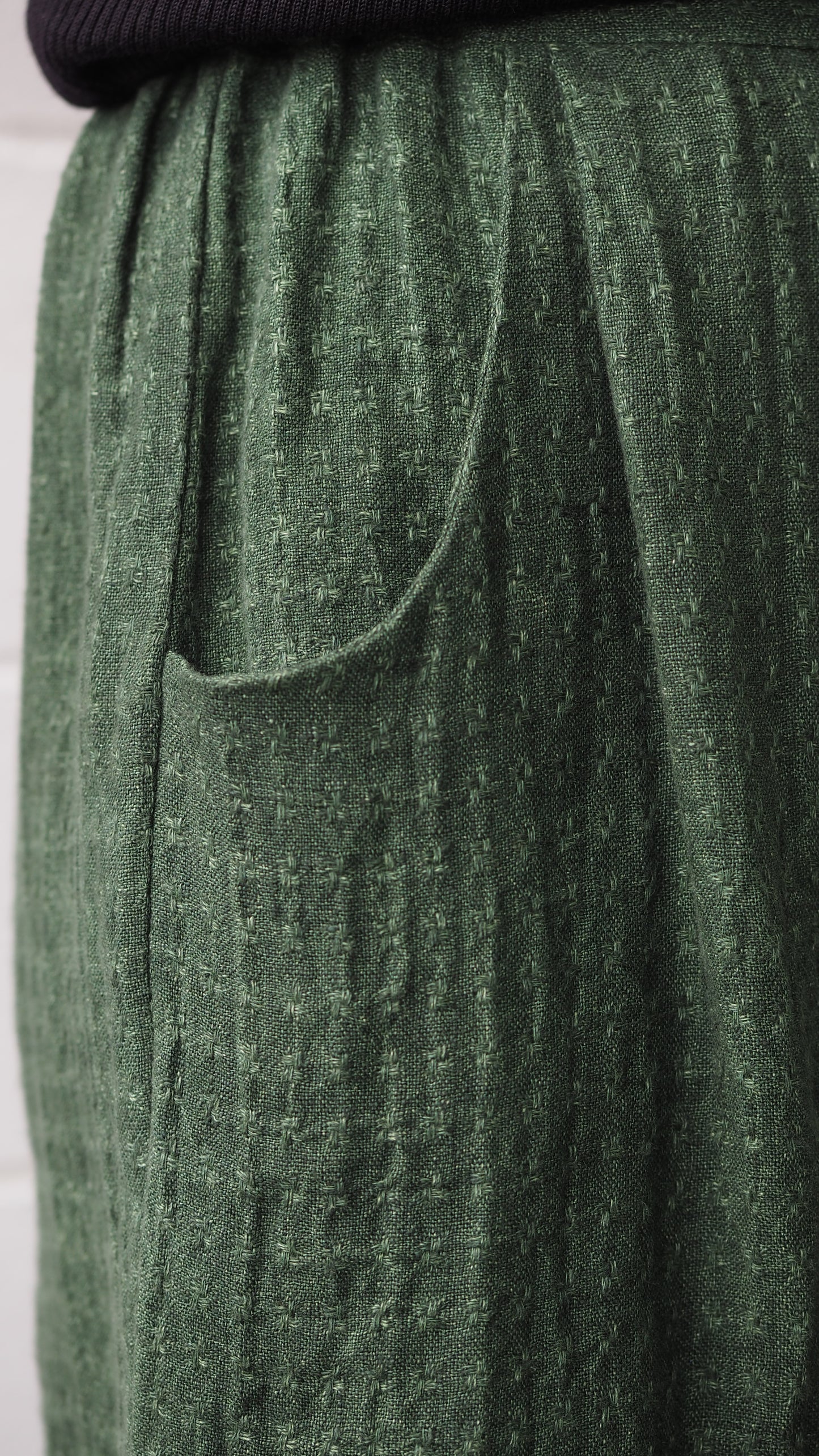 Balfour Culottes from Rogue Linen Sustainable Fashion - Monstera Green Stitched