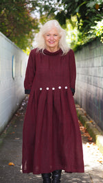 Taranaki Dress from Rogue Linen Sustainable Fashion - Red Black Chambray