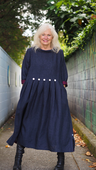 Taranaki Dress from Rogue Linen Sustainable Fashion - Indigo Chambray