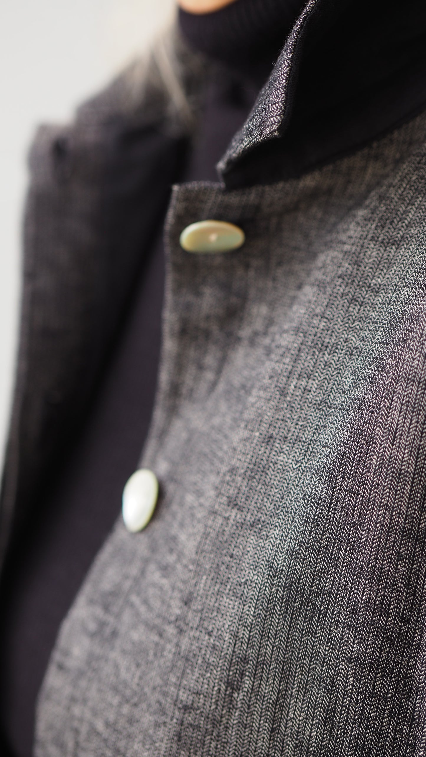 Taranaki Coat/Dress from Rogue Linen Sustainable Fashion - Black & Beige Fine Stripe