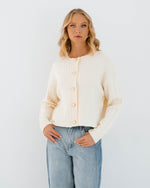 Heart Button Cardigan - Winter White