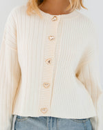 Heart Button Cardigan - Winter White