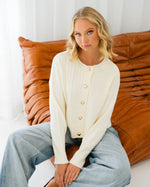 Heart Button Cardigan - Winter White