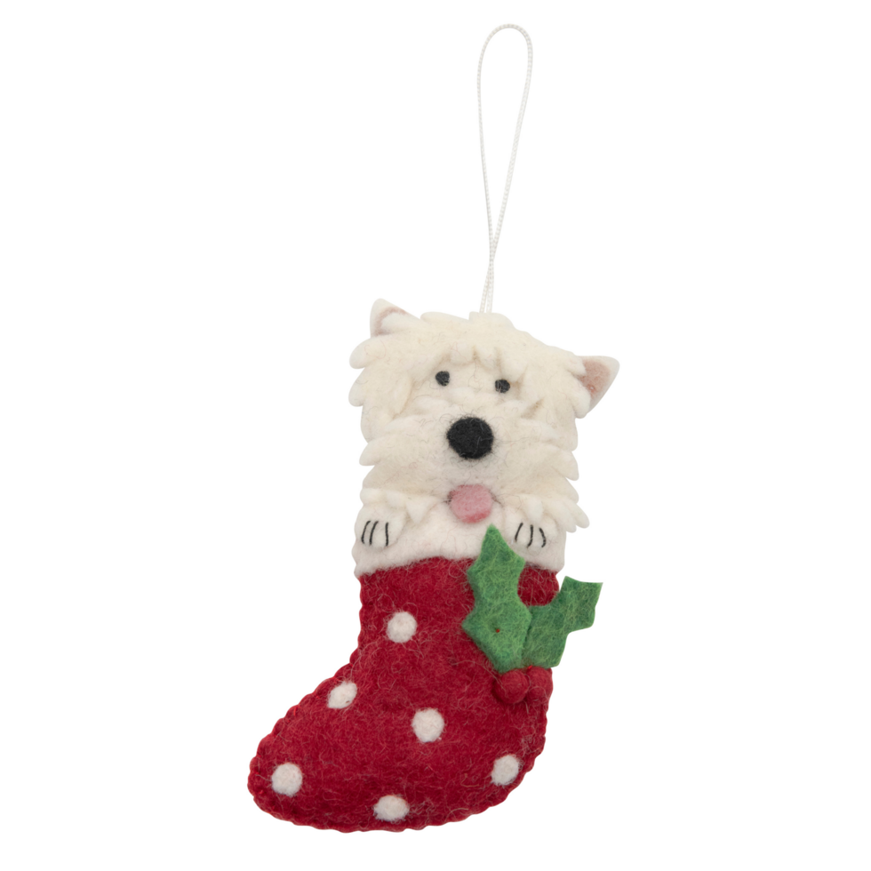Pashom West Highland Terrier in Stocking hanging decoration