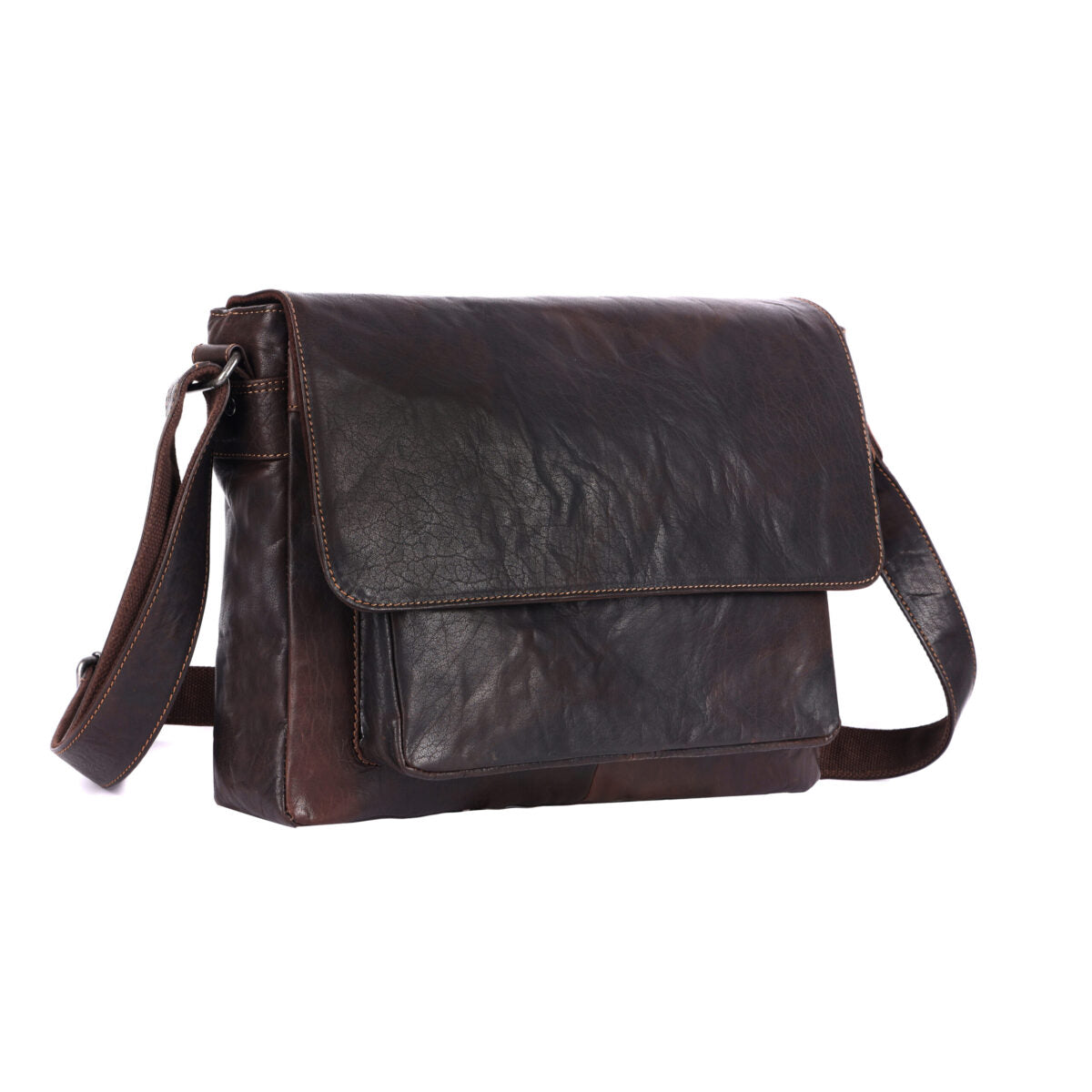 Aaron Unisex Rugged Leather Satchel