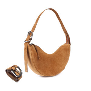 Indie Suede Leather Bag - Dark Caramel