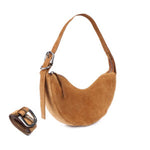 Indie Suede Leather Bag - Dark Caramel