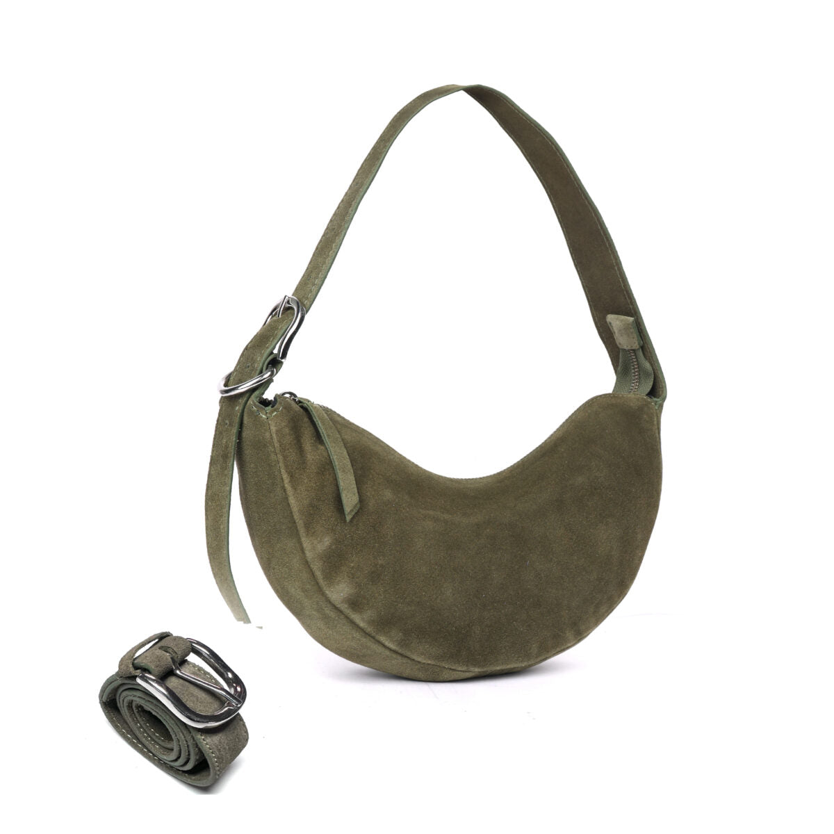 Indie Suede Leather Bag - Olive