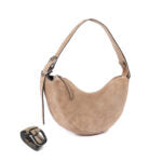Indie Suede Leather Bag - Taupe