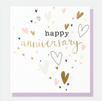 Pink & Gold Hearts - Anniversary Card