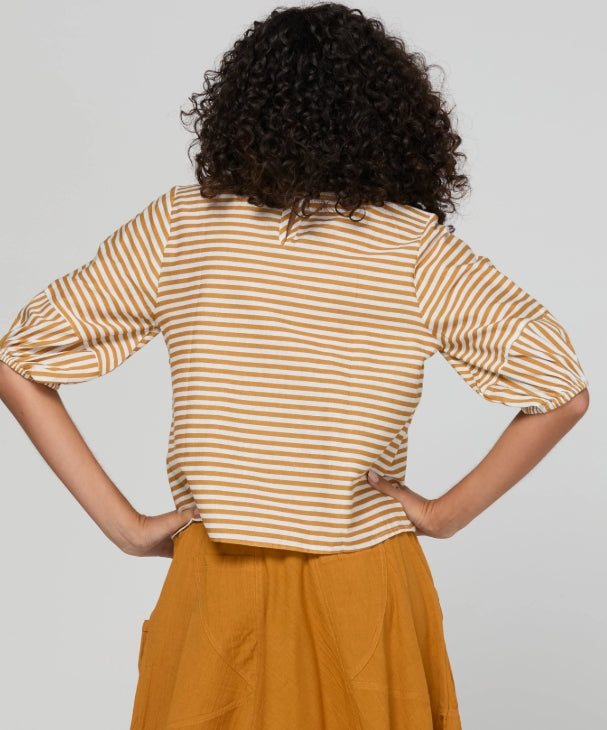 Boom Shankar Ava Shirt - Mustard Stripe