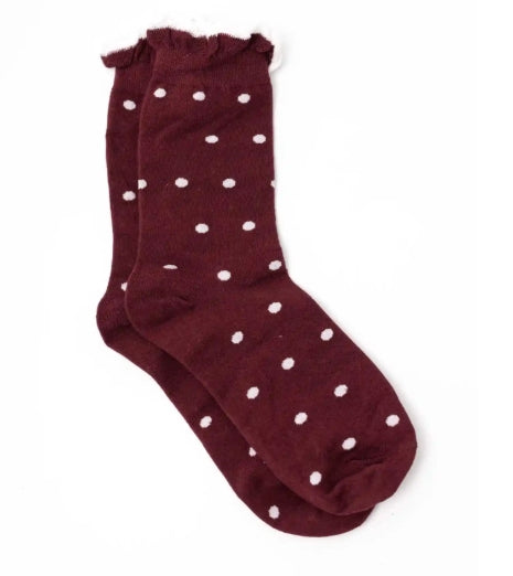 Polka Socks - Merlot