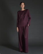Yerse Barcelona Aubergine wide pleated trousers