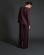 Yerse Barcelona Aubergine wide pleated trousers