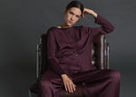 Yerse Barcelona Aubergine wide pleated trousers