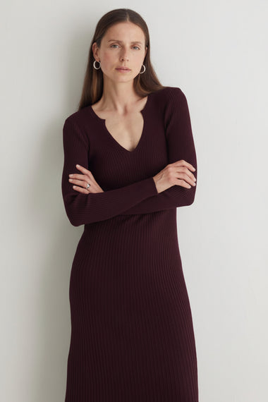 Yerse Barcelona Granate fitted midi dress