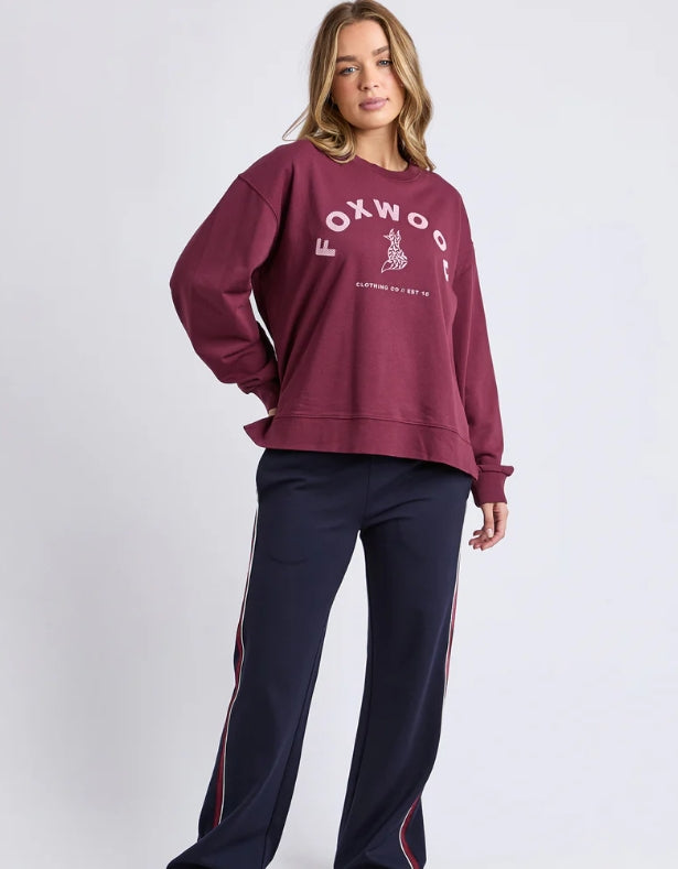 Foxwood Effortless Contrast Crew - Wine