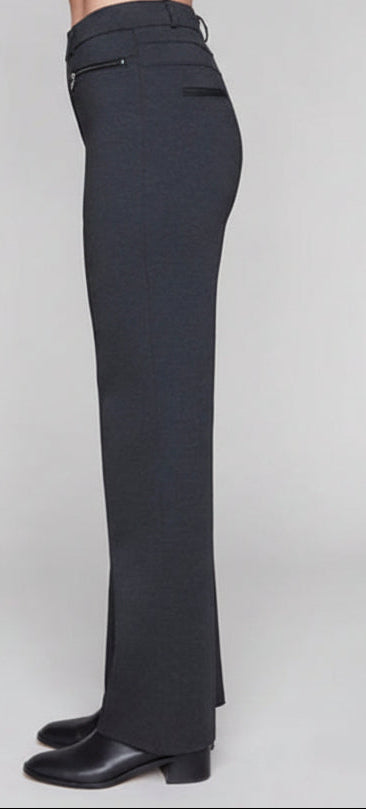 Carre Noir Pull on Zip detail Pants - Heather Grey