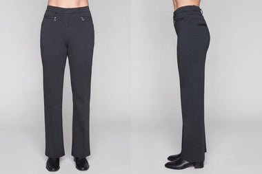 Carre Noir Pull on Zip detail Pants - Heather Grey