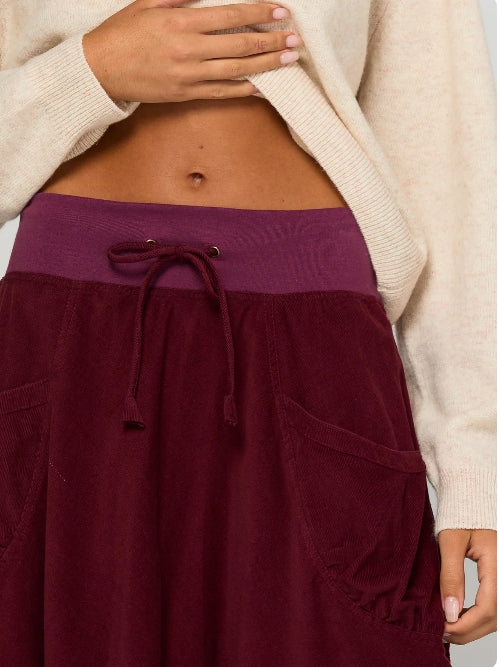 Boom Shankar Cord Guru Skirt - Merlot