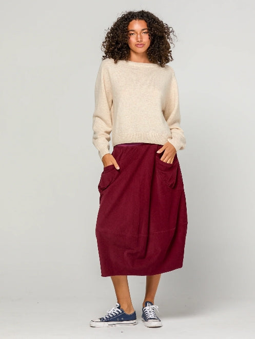 Boom Shankar Cord Guru Skirt - Merlot