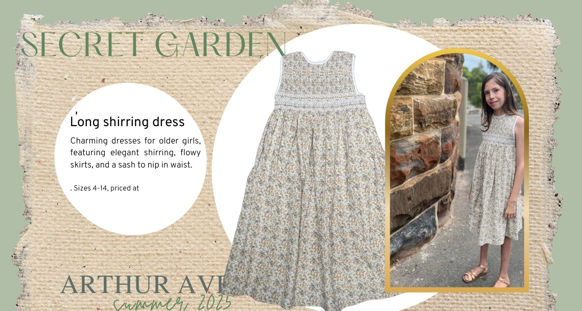 Arthur Ave Children's clothing: Secret Garden Long Shirring dress