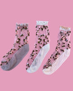 Flower Party Mesh Socks - Multi Pack of 3