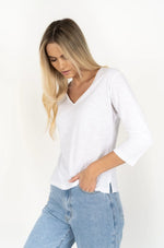 Stella V-Neck long sleeve tee from Humidity Lifestyle - White colour