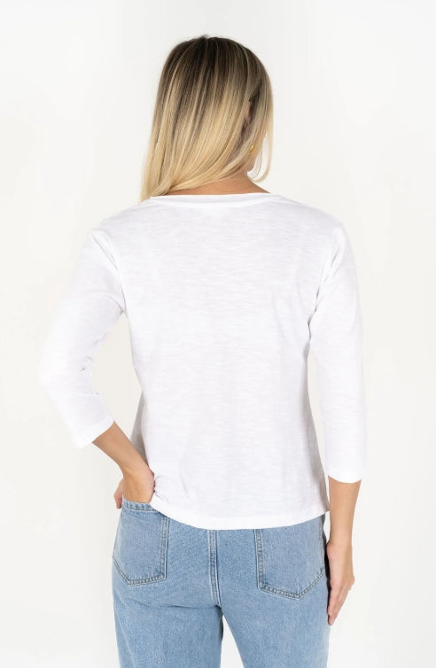 Stella V-Neck long sleeve tee from Humidity Lifestyle - White colour
