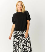 Rouched Sleeve Top - Black