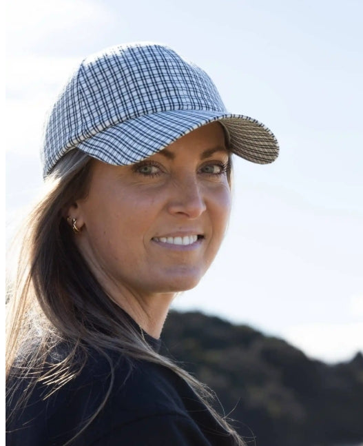 Lark Cotton Cap – Navy Check