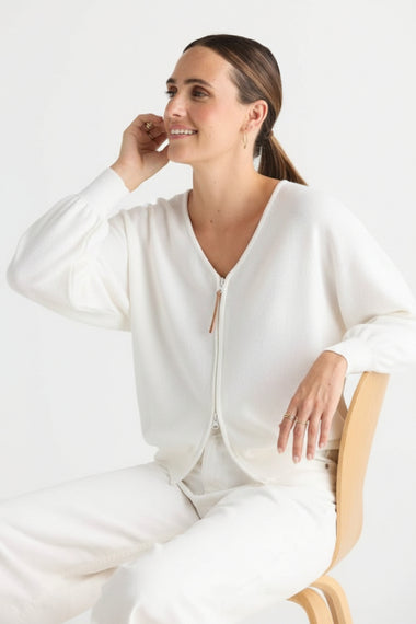 Statement Zip Cardi from Zacket & Plover - White