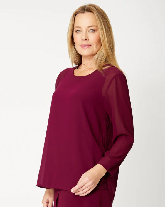 Georgia Chiffon Top - Shiraz colour