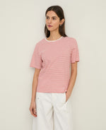Yerse Barcelona Organic cotton Red and Ecru striped T-shirt