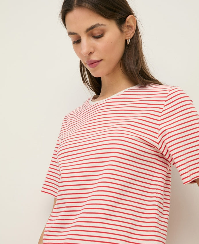Yerse Barcelona Organic cotton Red and Ecru striped T-shirt