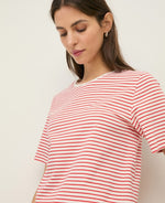 Yerse Barcelona Organic cotton Red and Ecru striped T-shirt