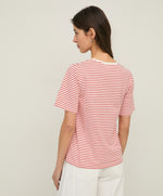 Yerse Barcelona Organic cotton Red and Ecru striped T-shirt