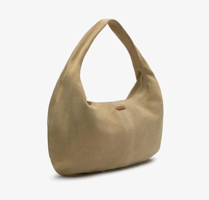 Yerse Barcelona Suede Hobo Bag in Camel