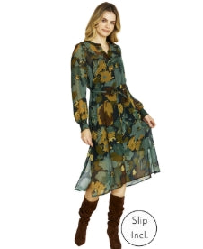 Katie button Midi Dress in Midnight Botanica from Ping Pong Australia