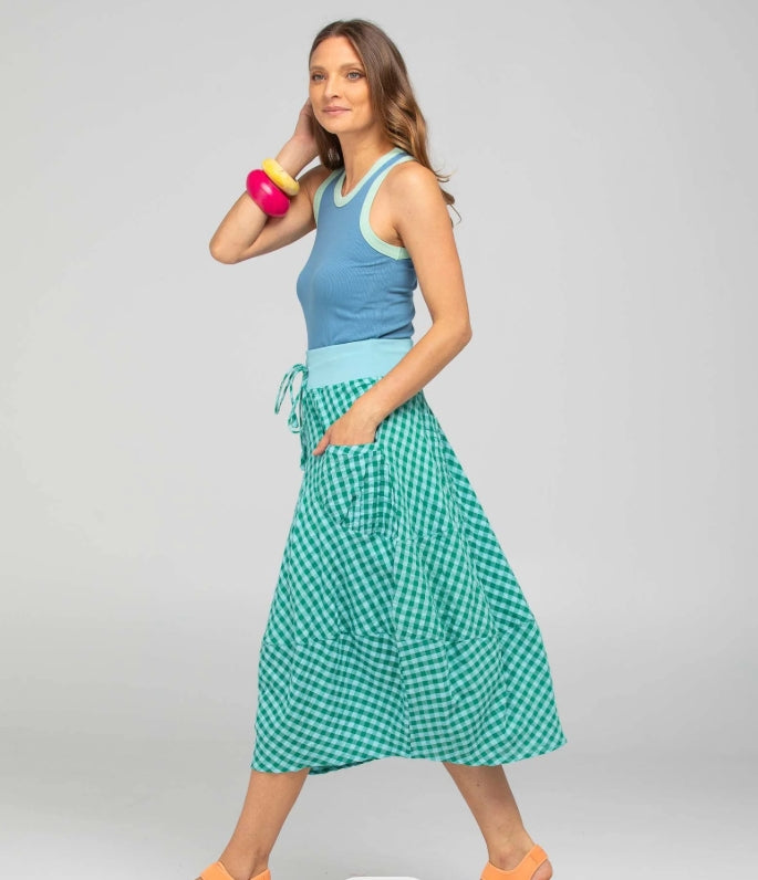 Guru skirt - Green Seersucker