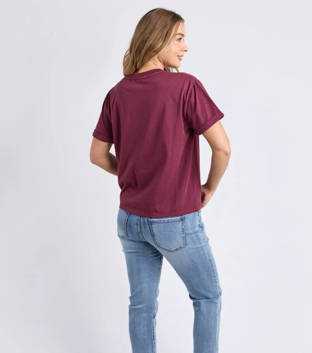 Foxwood Huntleigh Oversized Tee - Windsor wine