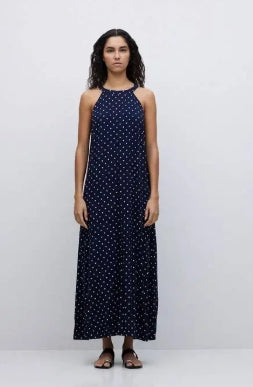 Yerse Barcelona Navy Halter neck dress