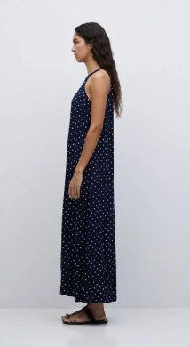 Yerse Barcelona Navy Halter neck dress