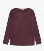 Yerse Aubergine bateau-neck pleated blouse