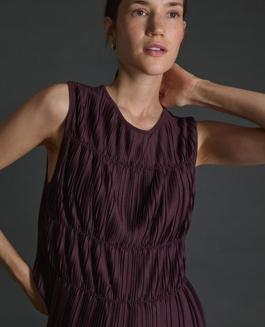 Yerse Aubergine pleated camisole top