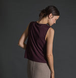 Yerse Aubergine pleated camisole top