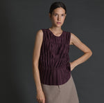 Yerse Aubergine pleated camisole top