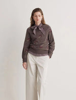 Yerse Flower Embroidered Wool Blend Jumper - Stone/Maroon